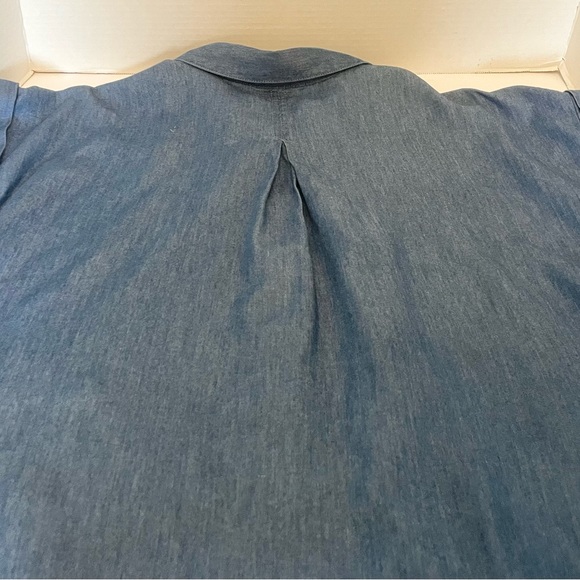 Hester & Orchard Chambray Blue Women's Blouse Shirt Tie Button Front Size Large - Picture 12 of 16